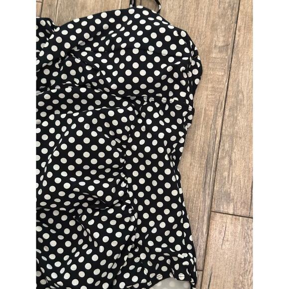 Love Your Assets By Sara Blakely Spanx Black White Polka Dot Swimsuit Size Large - Picture 5 of 7